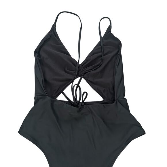 Aerie One Piece Black Strappy Cutout Swimsuit Sz Large - Picture 5 of 8